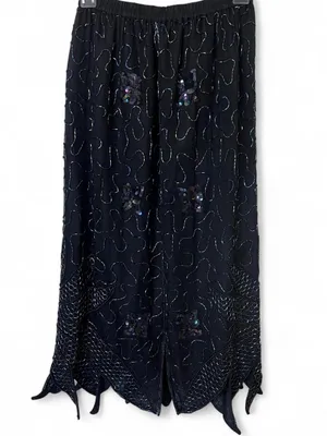 Women’s Black Beaded Midi Skirt Size Small Whimsical Fairy Goth Mermaidcore thumbnail 5