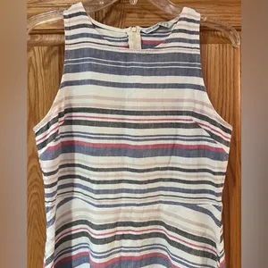 ZARA Basic Denim Couture Boho Beachy Coastal Cruise Striped‎ Dress Size Medium thumbnail 2