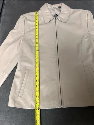 TIBOR Leathers Women’s Leather Jacket Beige Size Large Full Zip Pockets thumbnail 7