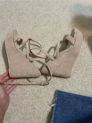 Altar’d State Tan Suede Wedge Sandals with Ankle Strap thumbnail 5