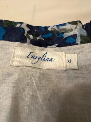 Farylina Floral Blue V-Neck Front Slit Maxi Dress - NWOT - Size XL thumbnail 12