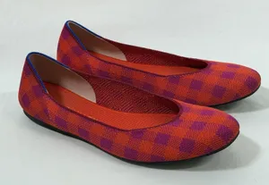 Rothys Size-10 Women Ballet Flat The‎ Square Pomegranate Gingham Orange Plaid thumbnail 1