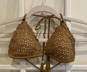Suede Floral Bikini Tan thumbnail 2