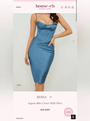 House of CB Myrna Aegean Blue Corset Midi Dress XS thumbnail 2