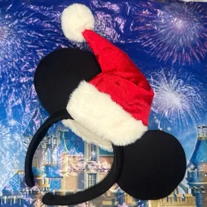 Disney parks Christmas Santa clause hat Mickey Mouse ears thumbnail 1