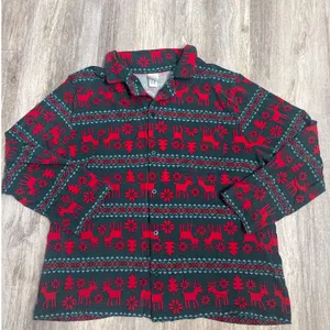 Hanna Andersson Soft‎ Womens XL Tencel Pajama Set Green Red Reindeer Fair Isle thumbnail 2