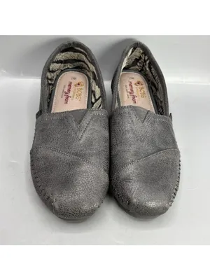 Skechers Bobs Rain Dance Flats Shoes Women 7 Gray Faux Leather Walking Slip On thumbnail 3
