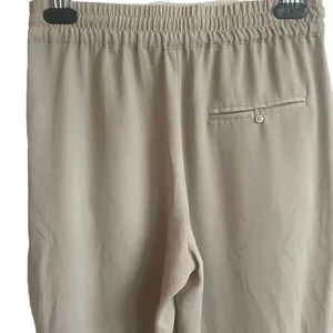 Zara‎ Women Minimalist Crinkle Lounge Pants XS Tan Tapered Elastic Waist Casual thumbnail 4