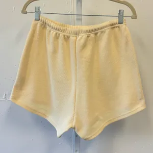 Sabo Skirt Ribbed‎ Knit Lounge Shorts Butter Yellow Elastic Waist Drawstring Sm thumbnail 2