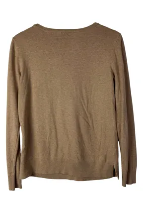Ann Taylor LOFT Camel Brown Cotton Crewneck Sweater S thumbnail 2