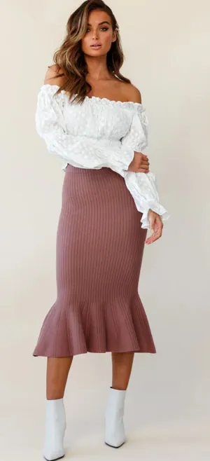 Indikah Selfie Leslie Skirt Midi Antique Rose Flare  thumbnail 1