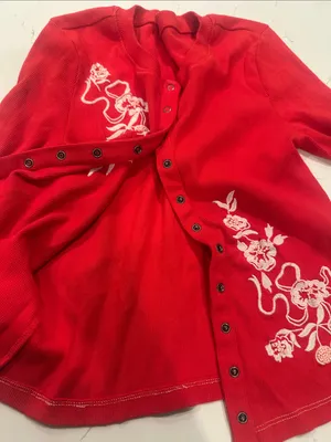 NEW Free People Candy Cane Lane Beaded Long Sleeve Snap Buttons Top Sz XS thumbnail 7