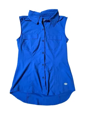 Reel Legends Women Small Blue Sleeveless Performance Fishing Shirt Vent Hiking thumbnail 1