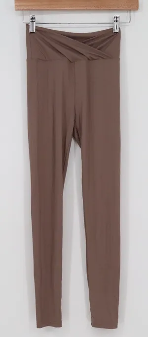 Dazy Mauve Brown Crossover V-Waist High Rise Athletic Leggings Womens Size M thumbnail 1