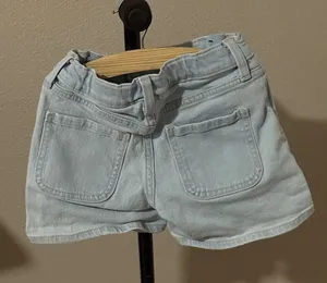 Old Navy Sky Blue High Waist Girls Button Up Shorts thumbnail 1