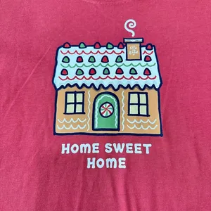Life is Good Womens Crusher Tee Red Gingerbread‎ House Home Sweet Home Shirt thumbnail 3