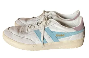 Gola Falcon White Blue Lavender Leather Classic Sneakers size 10 thumbnail 4