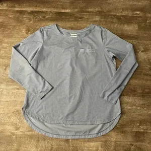 Columbia Women Large Gray Striped Shirt Outdoor Long Sleeve Round Neck thumbnail 1