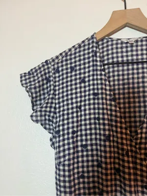 Rails Leanne Wrap Dress in Navy Gingham Dots‎ thumbnail 3