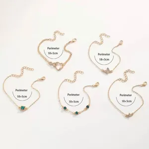Set of 5 Elegant Gold and Emerald Bracelets - Butterfly and Heart (NEW) thumbnail 3