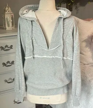 Oversized Comfy Hooded Sweatshirt Sweater Grsy thumbnail 1