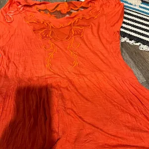 Free people Orange Embroidered mesh‎ Top M thumbnail 8