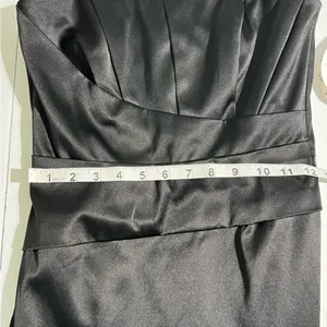 White House Black Market Black Satin Strapless Pleated Mini Dress Size 2 thumbnail 7