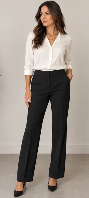 Black Wool Blend Tailored Straight Leg Dress Pants Size 4 Classic Work-Wear thumbnail 1