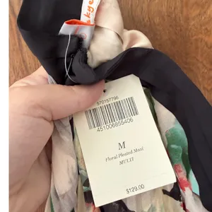 Presley Skye sz M Crinkled Watercolor Floral Print Maxi Dress Feminine Whimsical thumbnail 10