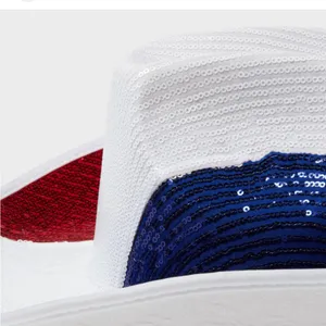 Women's Sequin Patriotic Cowboy Hat red white and blue glitz cowgirl new thumbnail 7