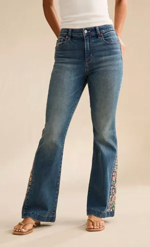 AE Super High-Waisted Embroidered Flare Jean thumbnail 1