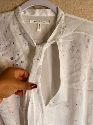 Avec Les Filles White Tie-Neck Long Sleeve Mini Dress thumbnail 7