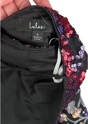 NWT Lulus Gorgeous Shine Black Multi Floral Sequin Backless Mini Dress thumbnail 10