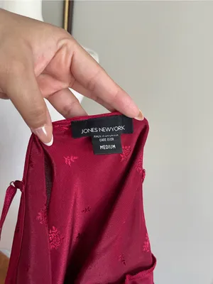 Jones New York Deep Wine Satin Lace-Trim Chemise thumbnail 7