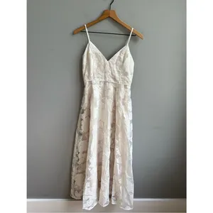 Showpo NWT Philine Midi Jacquard Plunge Dress Off White Size 2 thumbnail 5