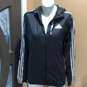 Adidas black full zip windbreaker jacket thumbnail 3