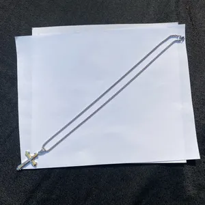 💎🩶 New Crystal Embellished Stainless Steel Two Tone Gold & Silver Edgy Crucifixion Cross Pendant Necklace 🩶💎 thumbnail 10