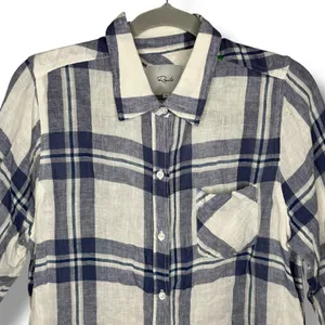 Rails Hunter‎ White Indigo Melange Plaid Women's Size M Long Sleeve Button Shirt thumbnail 4