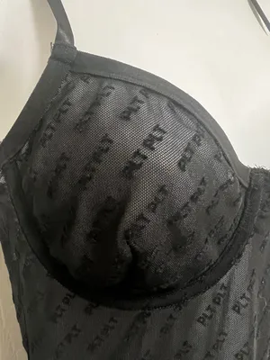 Black Flock Mesh Underwired Slip Dress thumbnail 7