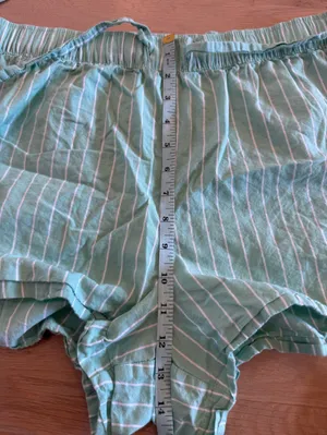 GAP BODY poplin cotton short sleeve top and shorts pajama green stripe set large thumbnail 9