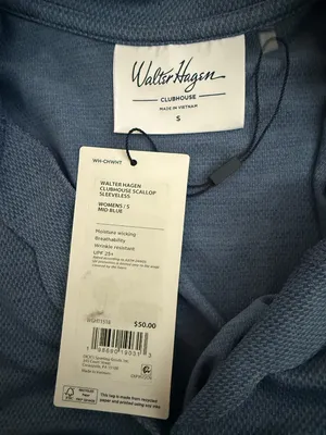Lady Hagen Women's Clubhouse Scallop Sleeveless Polo Blue Small thumbnail 4