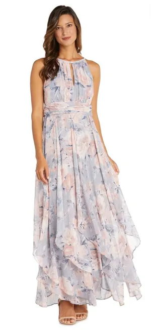 NEW R&M Richards 9218 Floral Long Dress Halter Maxi Dress Size 16 thumbnail 1