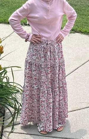 Floral Tiered Maxi Skirt High Waist thumbnail 7