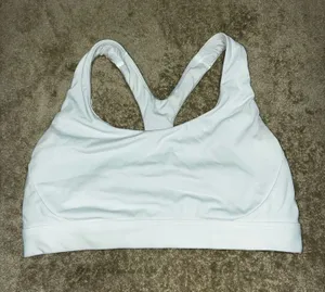 Athleta White Racerback Sports Bra thumbnail 1