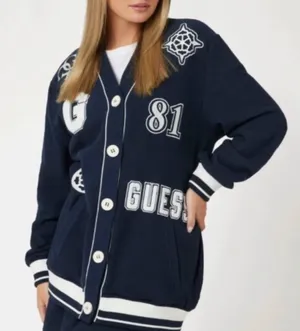 GUESS Blue Varsity Letter Cardigan Sweater thumbnail 1