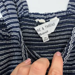 Madewell Texture & Thread Smocked Peplum Tank Top in Stripe thumbnail 9