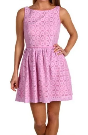 Lilly Pulitzer “Aleesa” Fit & Flare Pink Lace Sleeveless Mini Dress Size 8 thumbnail 1