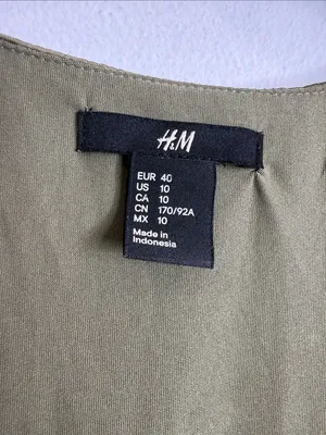 H&M olive green layered sleeveless midi dress size 10 thumbnail 2