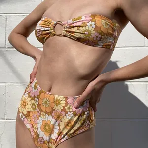 Retro Dream On 70's Floral O-Ring High Waisted Bikini thumbnail 5