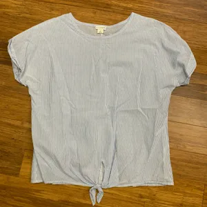J. Crew Striped Tie‎ Front Short Sleeve Top Blue White Women's Size Small Cotton thumbnail 1